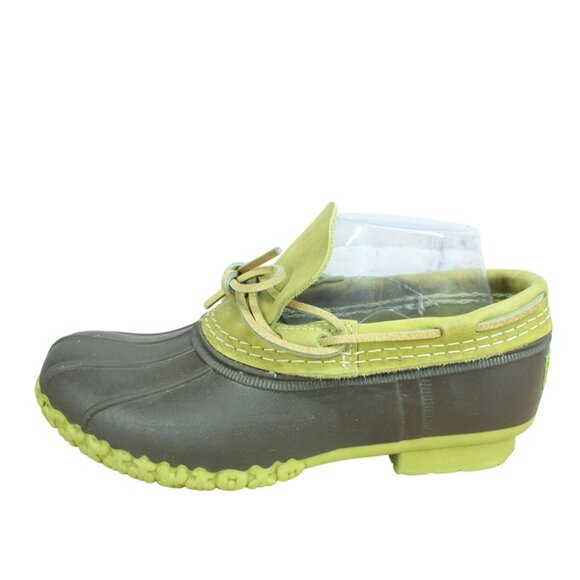 LL Bean Boots Rubber Moc Nubuck Green Brown Waterproof Unlined Size 7 M - Picture 1 of 10